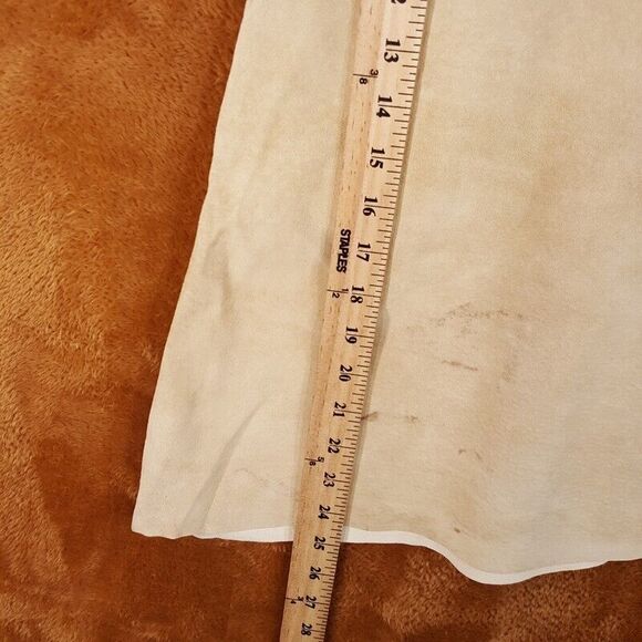 NEW FRONTIER Womens Skirt Size 6 Tan A-Line Suede Asymmetrical STAINED - Picture 8 of 9
